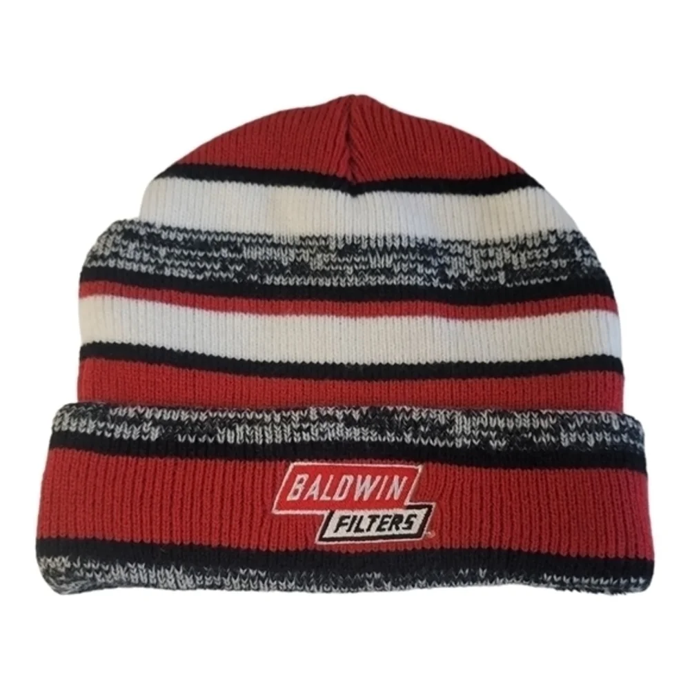 Vintage‎ Baldwin Filters Beanie Winter Knit Cuff Hat Stocking Cap Made in China.